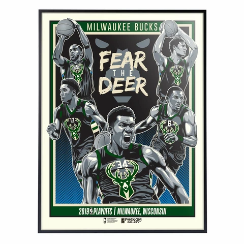 Milwaukee Bucks 19' NBA Playoffs 18" x 24" Deluxe Framed Serigra (Printer Proof) Cover