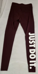 Nike Leg-A-See Purple Aubergine Womens Logo Sports Running Leggings Size XS - Picture 1 of 10