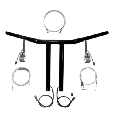 1 1/4" Black 12" Chopper T Prewired Handlebar Kit 2011-2015 Harley Softail NoABS - Image 1 of 2