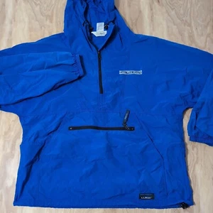 Cortavientos vintage LL Bean Made EE. UU. azul nailon con capucha cremallera anorak años 90 para hombre L LGO - Imagen 1 de 9
