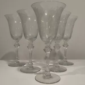 5 Cambridge Rose Point 2 1/2 Oz ? Wine Liquor 8” High - Picture 1 of 12