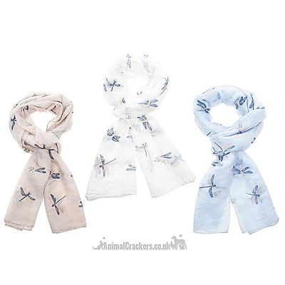 EQUILIBRIUM Damen leichter Glitzer DRAGONLFY Schal Sarong Baumwollmix blau weiß oder beige