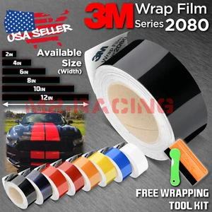 3M 2080 Gloss Racing Stripes Vinyl Wrap Rally Decal Sticker Hood Roof 10FT/20FT - Picture 1 of 14