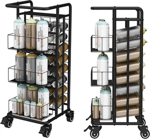 Spray Paint Can Holder 32 Slots 8 Tier with Wheels, Spray Can Organizer Aerosol - Picture 1 of 12