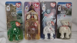 Juego de 4 Beanie Babies Britannia Glory Erin Maple The Bear McDonalds 1999 Error TY - Imagen 1 de 12