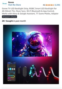 Govee TV Backlight 40-50 Inch Compatible Google App Control Smart LED TV New - Picture 1 of 5