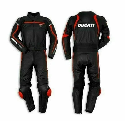 Ducati Motorcycle Men Racing Leather Suit Genuine Motorbike Riding Sports Armor - Image 1 of 4