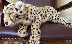 Toys R Us FAO Schwartz Cheetah Leopard Plush Stuffed Animal Vintage Tagged 27” - Picture 1 of 7