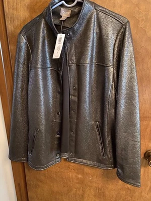 Chicos Foil Suede Everywhere Jacket In Solid Graphite Gray - Size 3 - New - Image 1 of 2