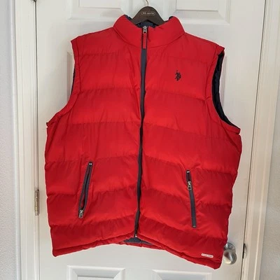 Chaleco acolchado U.S Polo Assn. para hombre rojo con cremallera talla XL bolsillos cuello logotipo Foto 1 de 4