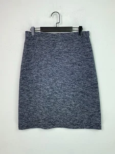 White Stuff Navy Grey Marl Knit Straight Skirt Knee Length Stretch Jersey UK10 - Picture 1 of 10