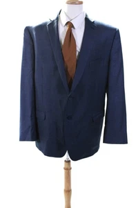 Calvin Klein Mens Wool Notched Collar 2 Button Blazer Jacket Navy Blue Size 46R - Picture 1 of 9