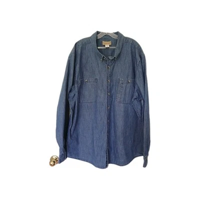 Scandia Woods Mens Denim Shirt Sz XL TL 100 % Cotton Preowned - Image 1 of 4