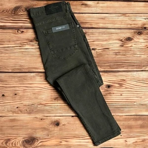 NEW Zara Man Skinny Moto Jeans Mens Sz 30x26 Green Ribbed Streetwear Stretch - Picture 1 of 13