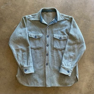 Vintage 70s Wool Shirt Jacket Mackinaw Style Heavy Thick Blue Men’s XL - Picture 1 of 8