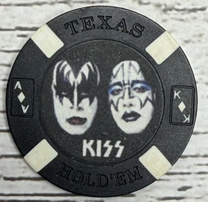 Kiss Texas Hold'em Poker Chip Golfball Marker ACE PAUL PETER GENE mit Etui - Bild 1 von 4