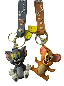 Tom and Jerry Keychains One Size Tan and Gray Used Free Shipping. - Picture 1 of 4