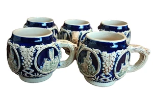 Gerz West Germany Castle Stein Small Mug Cups Set Of 5 Vtg - Picture 1 of 13