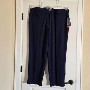 Rebecca Malone Woman Pull On Jean Pants 3X Navy Blue Stretch Comfort Pockets NWT - Picture 1 of 13