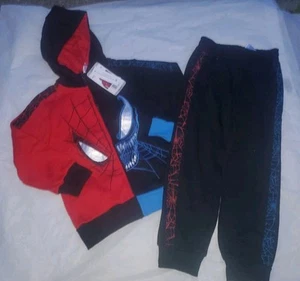 Spiderman Venom Fleece Set New Boy's Size XS 4/5 Jacket Pants Long Sleeve & Pant - Picture 1 of 18