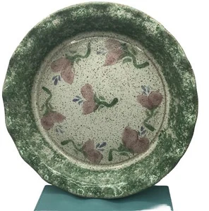 Original Parsley Artisan Pottery Magnolia Pie Plate Pan - Picture 1 of 12