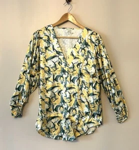 NEW! Jodifl Woman’s Boutique Tunic Top Yellow Green White Silky Size MEDIUM 8 - Picture 1 of 13