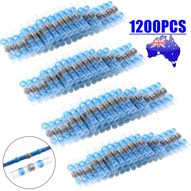 1200Pcs Solder Sleeve Heat Shrink Seal Wire Connectors Butt Terminals Waterproof - image 1 of 4