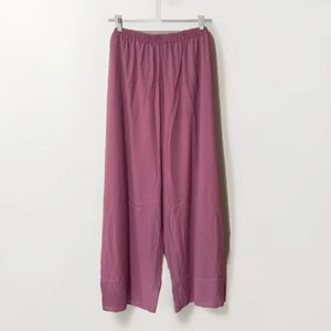 Roamans 30W Chiffon Wide Leg Pants Pink Pull On Lined Flowy Formal Occasion NEW - Picture 1 of 11