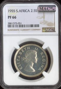 1955 Sudafrica Argento 2-1/2 Scellini Proof NGC PF66 Qualità - Foto 1 di 2
