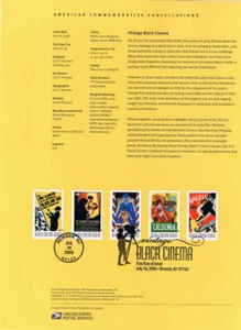 #0829 42c Vintage Black Cinema Stamps #4336-4340 Souvenir Page - Picture 1 of 1