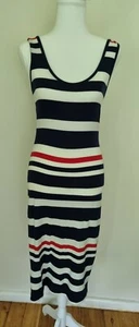 Valleygirl Stripy Bodycon Summer Dress Midi Length Sleeveless Size 10 or S - Picture 1 of 12