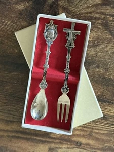 Demet Holland Dutch Mini Souvenir Gabel und Löffel Vintage Set mit Original Box - Bild 1 von 17