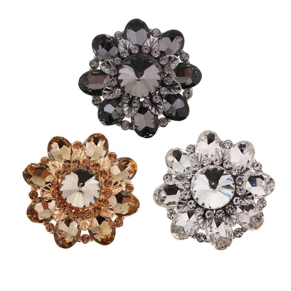 Alloy Rhinestone Diamond Flower Button with DIY for Wedding Dress Clothing Bag - Image 1 of 1