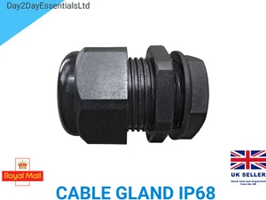 Cable Gland With Locking Nut IP68 Black Nylon Compression M16 M18 M20 M25 M32 - Picture 1 of 2