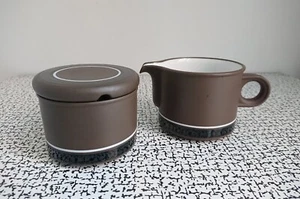 60s 70s Vintage Retro Hornsea Pottery Contrast Milk Jug & Lidded Sugar Pot Bowl - Picture 1 of 6