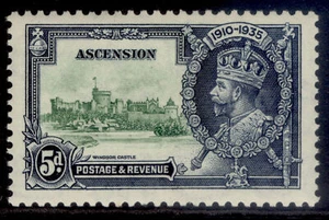 ASCENSION GV SG33, 2d green and indigo SILVER JUBILEE, LH MINT. Cat £23. - Picture 1 of 1