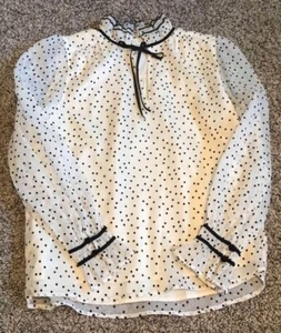 Loft: Long Sleeve Cream Velvet Polka Dot Women’s Blouse Sized Small - Picture 1 of 3