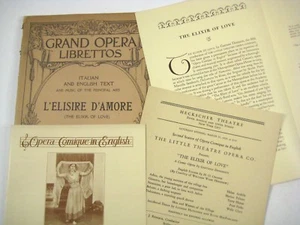 LElisire DAmore Elixir of Love Grand Opera Lot 4 Librettos 2 Programs 2 Flyers - Picture 1 of 12