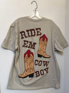 BETTY BOOP RODEO COWGIRL Ride em Cowboy T SHIRT Womens L boots - Picture 1 of 7