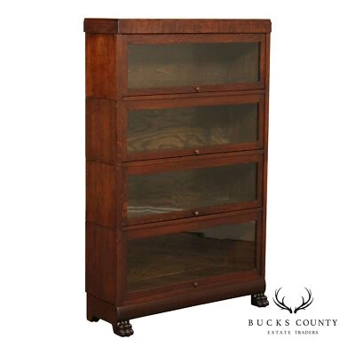 Librería antigua de cuatro pilas de roble Barrister Foto 1 de 4