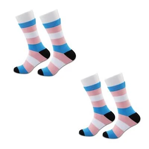 2 Pairs Transgender Pride Flag Socks LGBTQ Gifts Queer Pride Trans Flag Tube ... - Picture 1 of 6