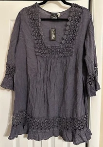 Noelle Boho Chambray Embroidered Tunic Top XXL NWT NEW $40 retail - Picture 1 of 3