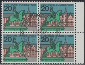 Germany 1964-65 SC# 876 - Jan Wellem - Statue Düsseldorf - Block of 4 Used # 152 - Picture 1 of 2