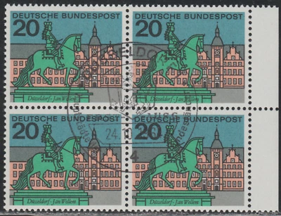 Germany 1964-65 SC# 876 - Jan Wellem - Statue Düsseldorf - Block of 4 Used # 152 - Image 1 of 2