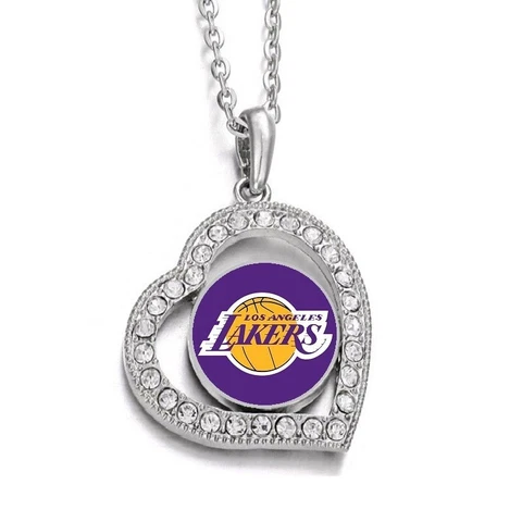 Los Angeles LA Lakers Womens Sterling Silver Link Chain Necklace And Pendant D19 Cover