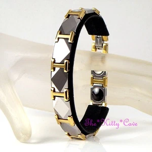 Pulsera magnética de tungsteno bio salud artritis RSI alivio rodio y oro 24K Pl - Imagen 1 de 12
