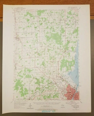 Оригинальная винтажная топографическая карта Green Bay, Wisconsin 1954 USGS 21 x 17 дюймов - Изображение 1 из 4