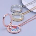 3Pcs Alloy Floating Circular Pendant with Crushed Gemstone Necklace