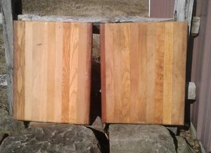 Antique Pair of Cutting Boards Raw Scrub Finish Oak Maple and Cherry Wood - Picture 1 of 13