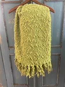 Domain Lime Green Chunky Knit Throw Blanket with Tassels Bohemian Elegance Twin - Picture 1 of 9